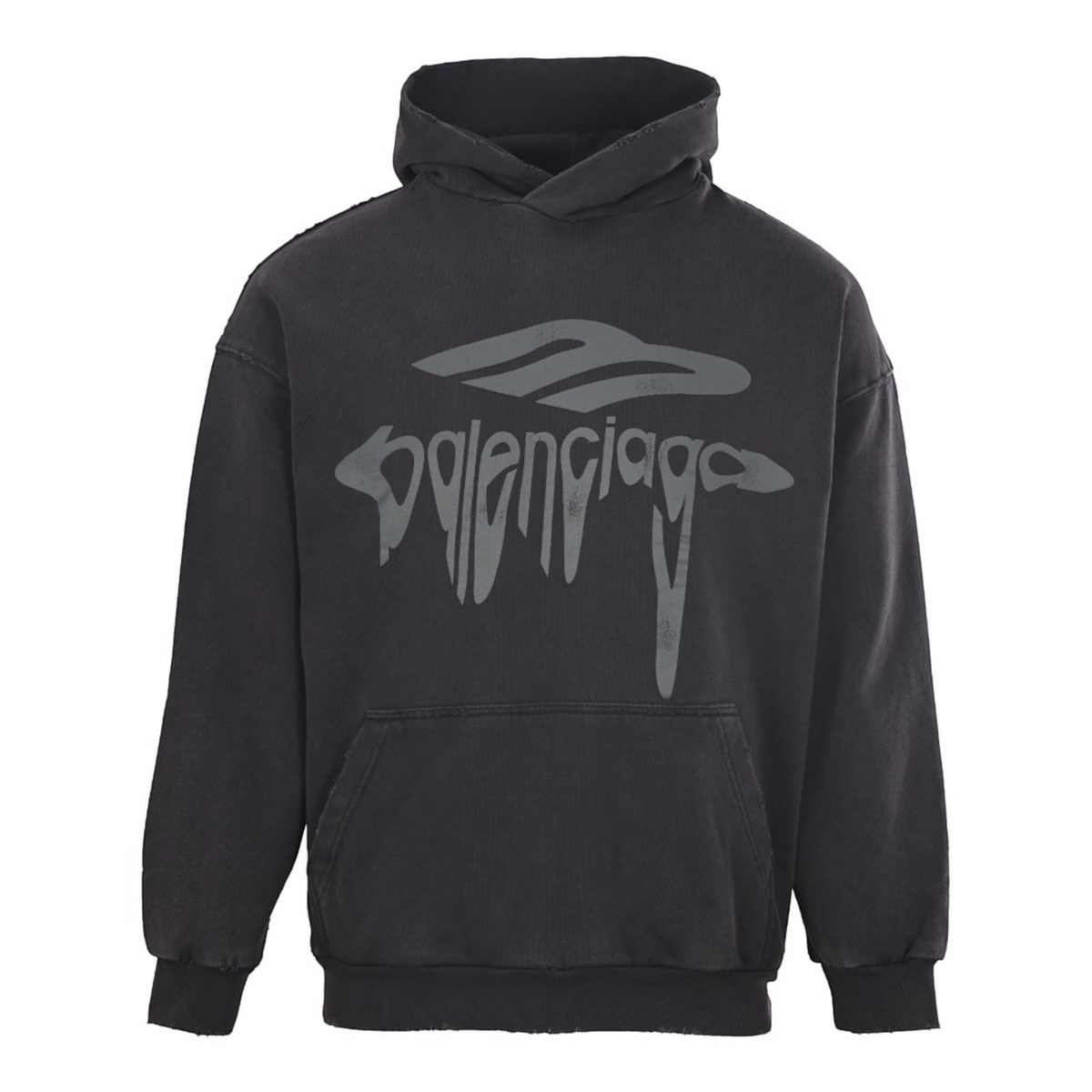 3D Liquified Effect Hoodie Faded Black