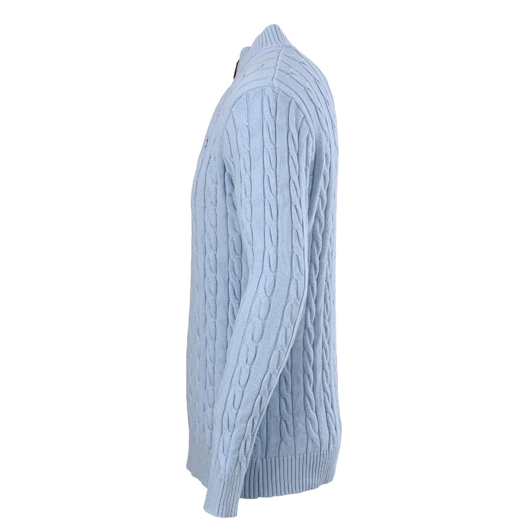 Cable-Knit Quarter-Zip Sweater Light Blue
