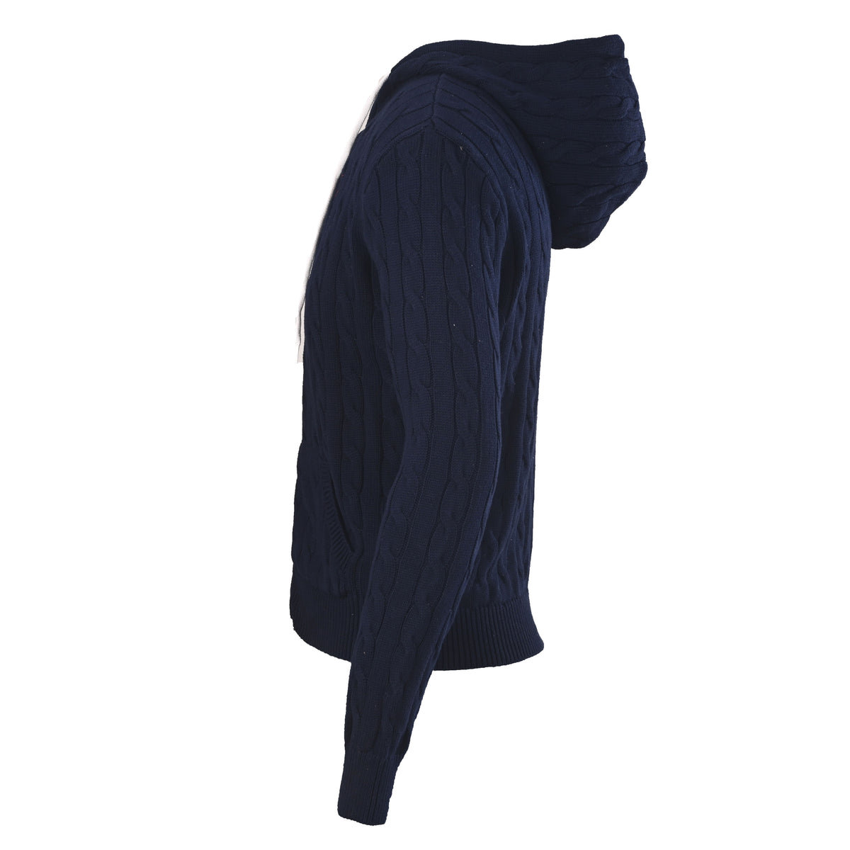 Women’s Cable-Knit Cotton Full-Zip Hoodie Navy Blue