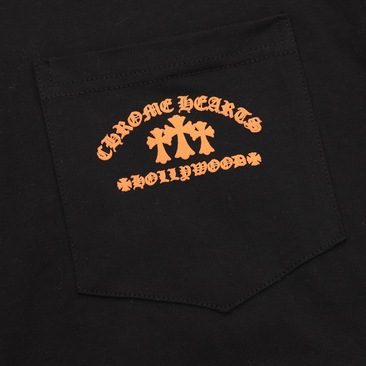 Hollywood Long Sleeve Pocket T-Shirt Black & Orange