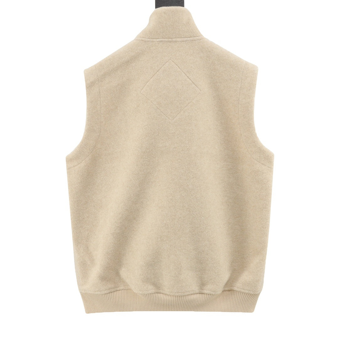 Mersey Fleece Vest Cream Tan Heather
