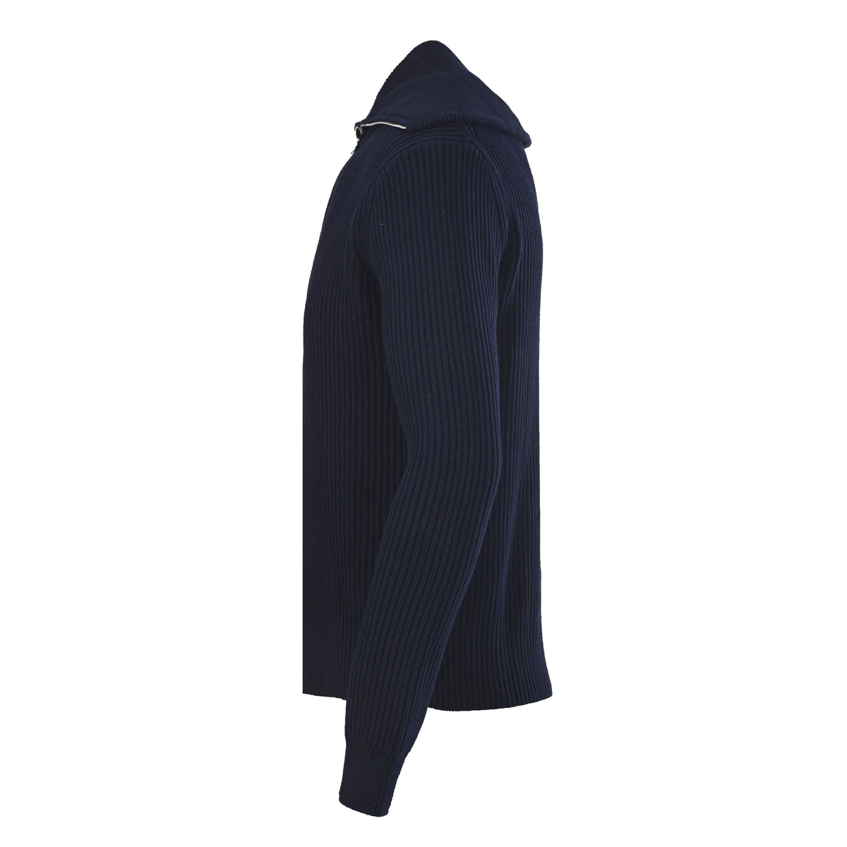 Rib-Knit Full-Zip Jacket Navy Blue