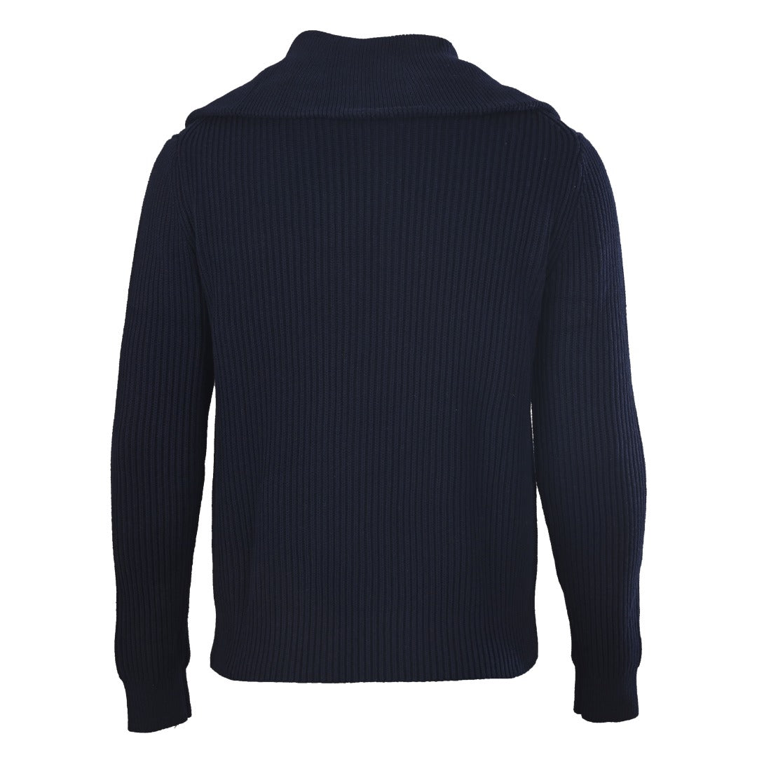 Rib-Knit Full-Zip Jacket Navy Blue