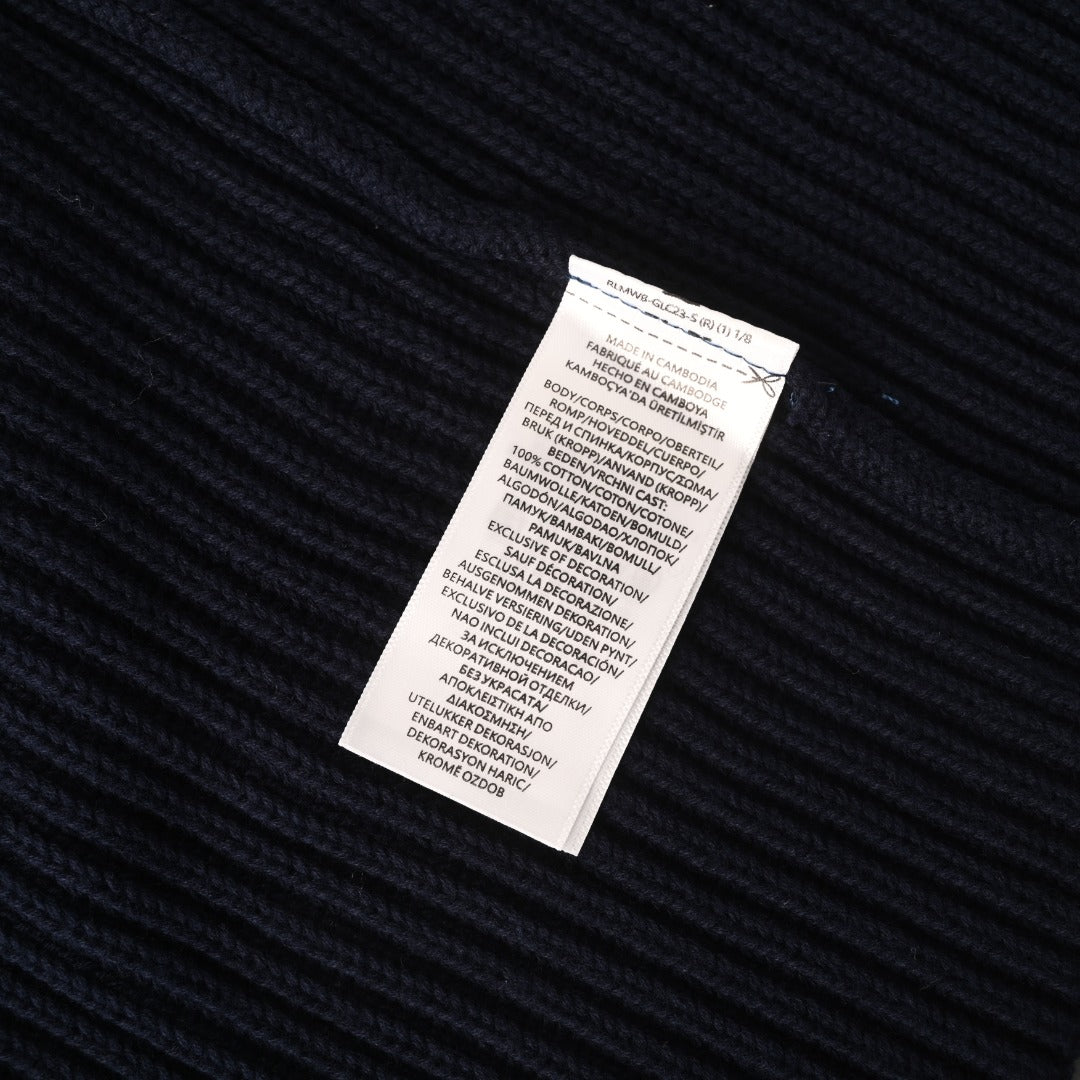 Rib-Knit Full-Zip Jacket Navy Blue