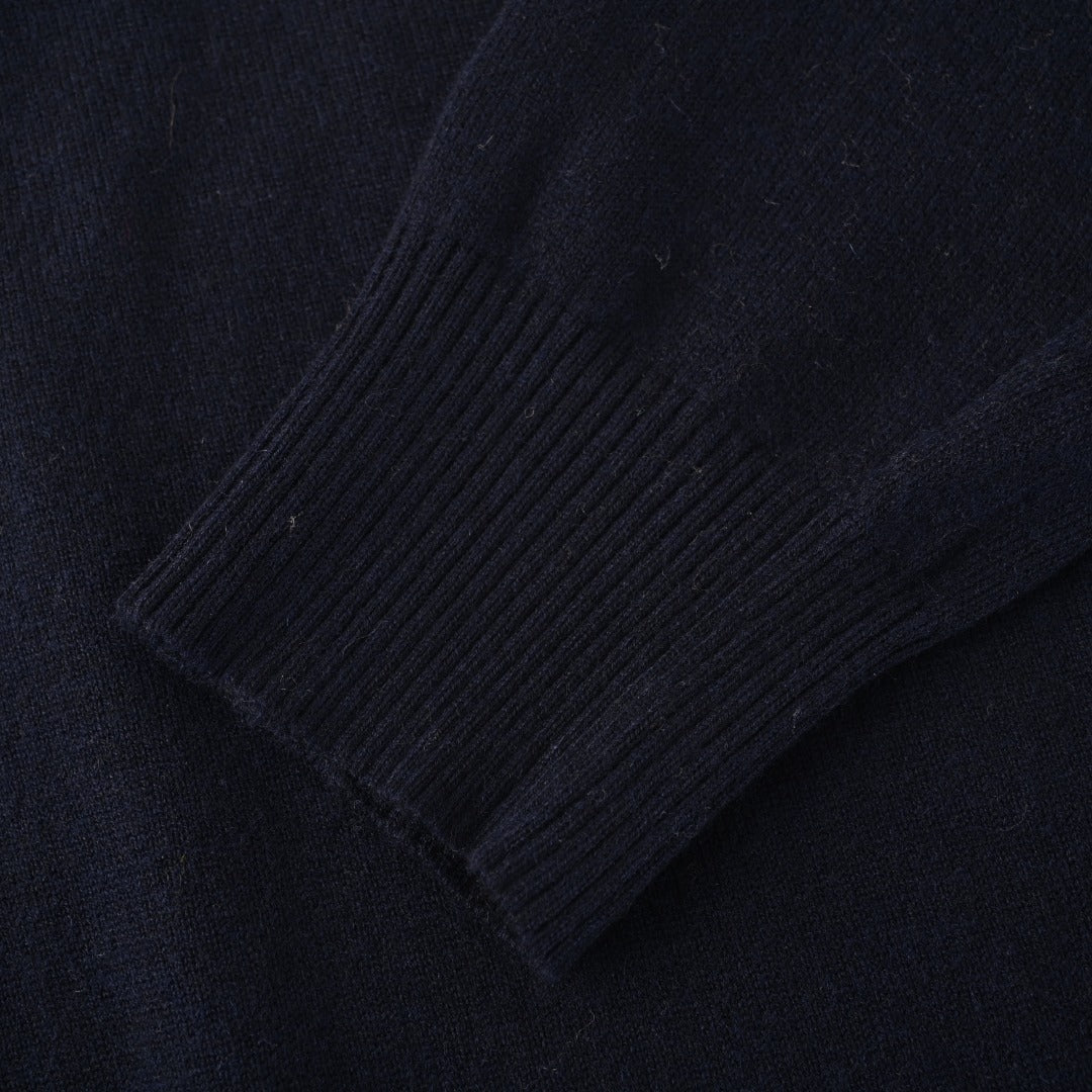 Layered Collar Intarsia Blue