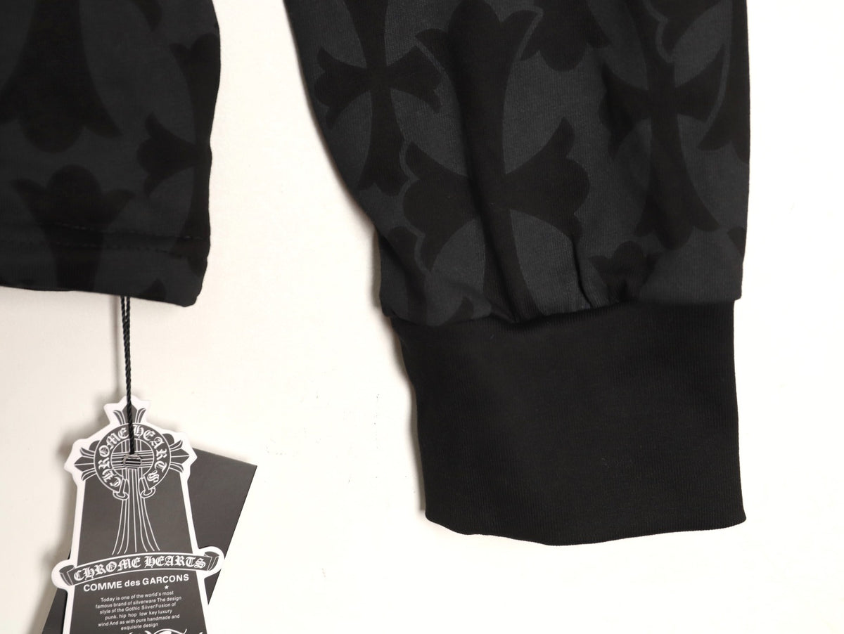 Graveyard Cemetery Cross Long Sleeve Pocket T-Shirt Black