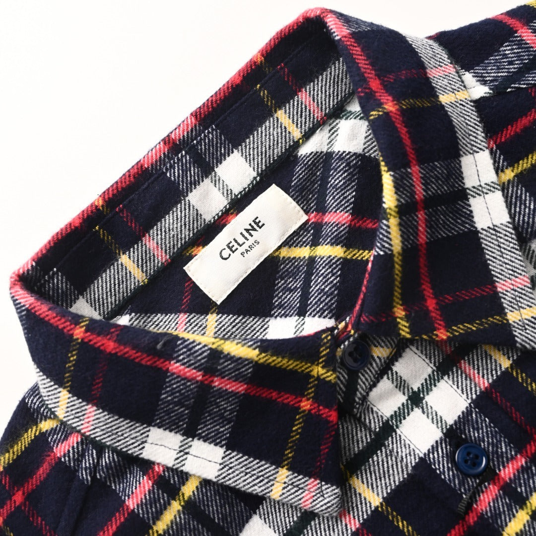 Triomphe Checked Wool Flannel Blue