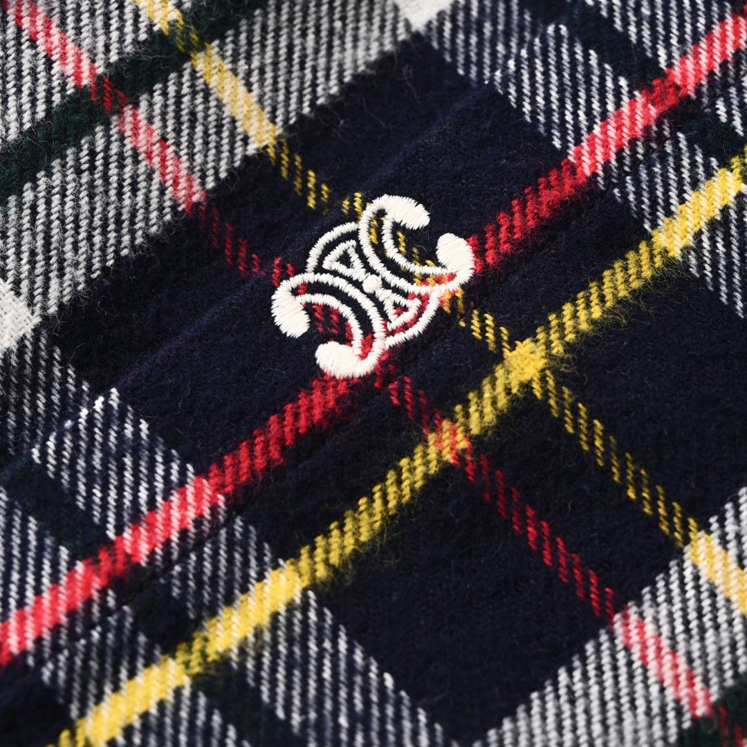 Triomphe Checked Wool Flannel Blue