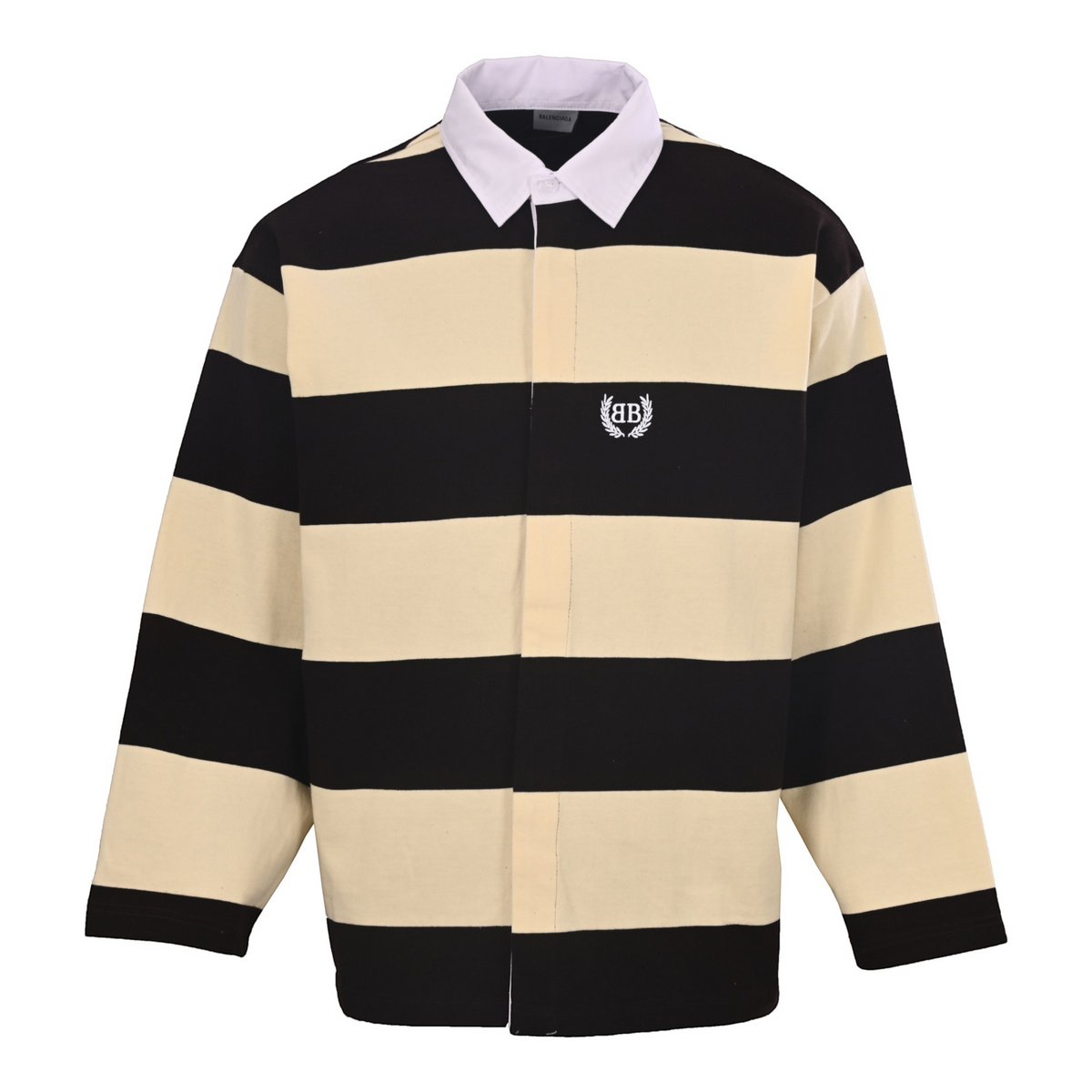 Striped Jersey Polo Shirt Dark Brown & Beige