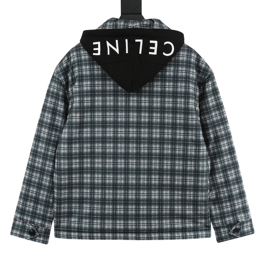 Checked Hooded Wool Flannel Green & Black
