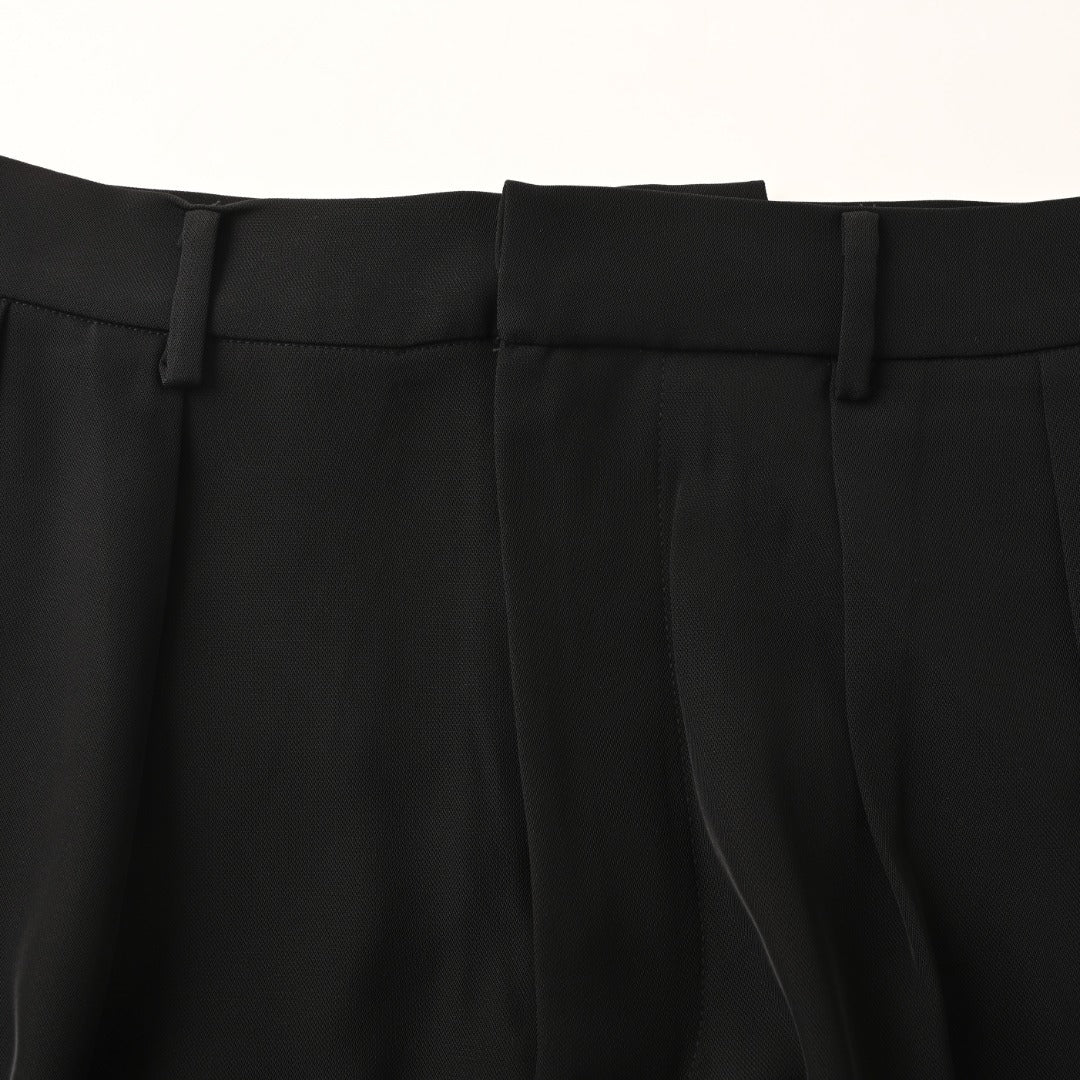 Tailored Pleated Wide-Leg Black