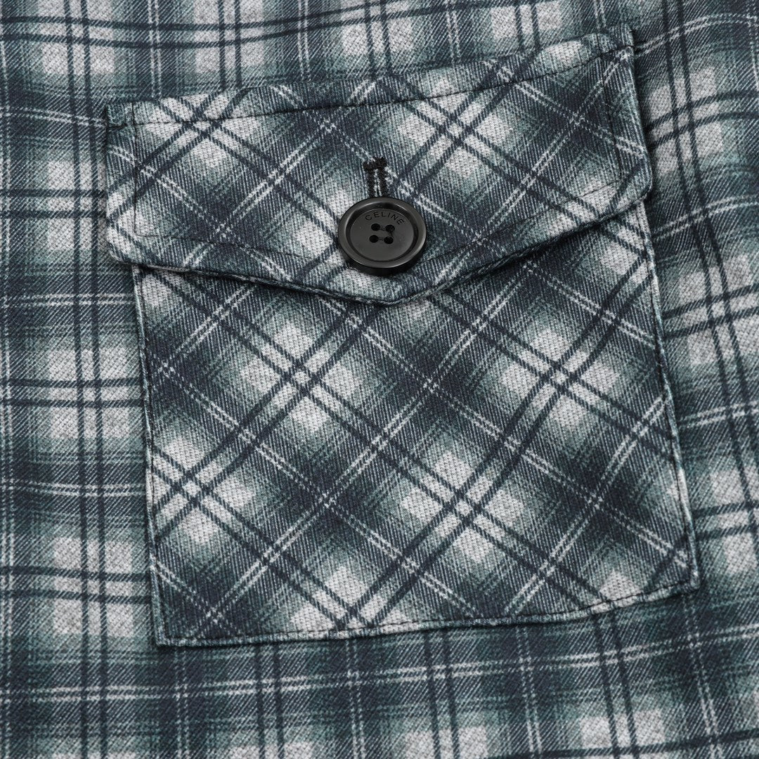 Checked Hooded Wool Flannel Green & Black