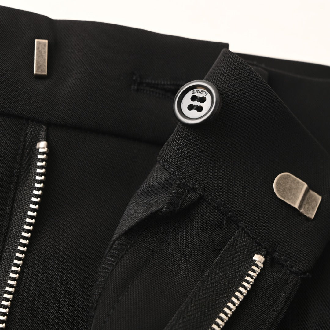 Tailored Pleated Wide-Leg Black