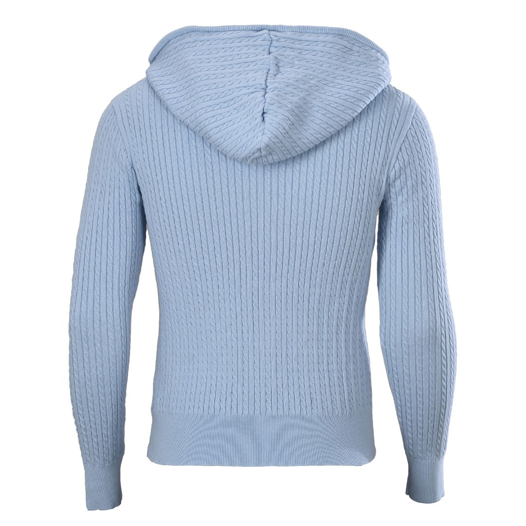 Girls Mini-Cable Cotton Full-Zip Hoodie Light Blue