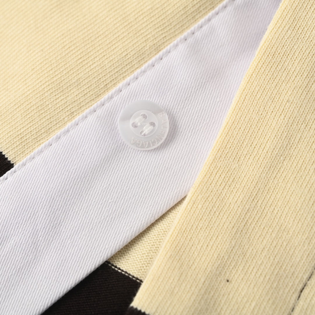 Striped Jersey Polo Shirt Dark Brown & Beige