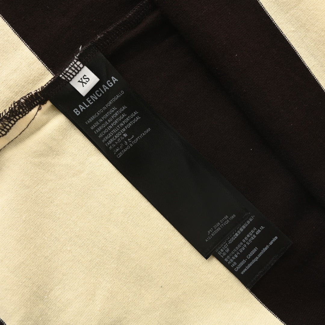 Striped Jersey Polo Shirt Dark Brown & Beige