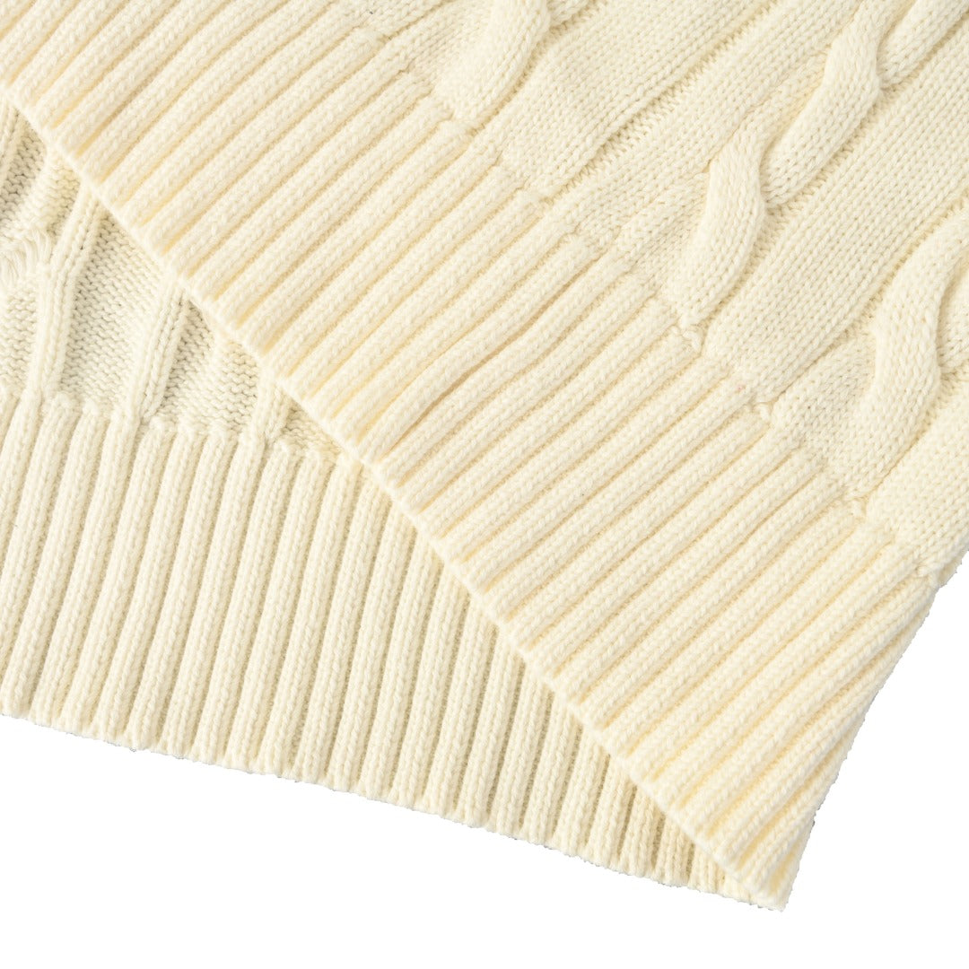 Cable-Knit Quarter-Zip Sweater Cream
