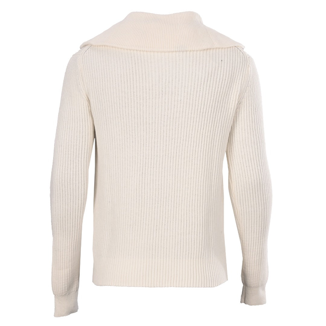 Rib-Knit Full-Zip Jacket Off-White