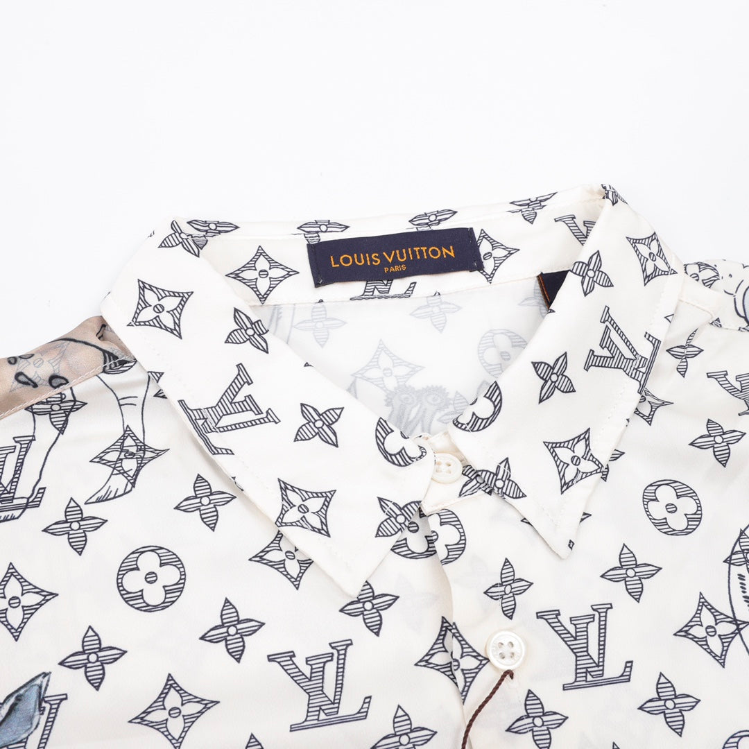 x Chapman Brothers Monogram Animal Print Silk Shirt