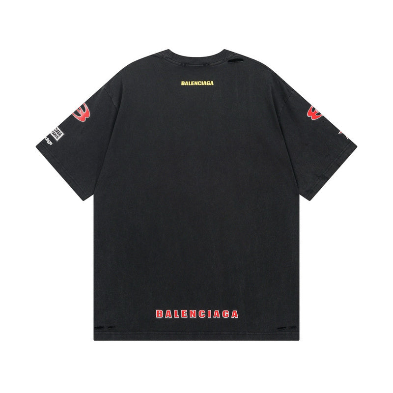 Sponsor Logos T-Shirt Stained Black