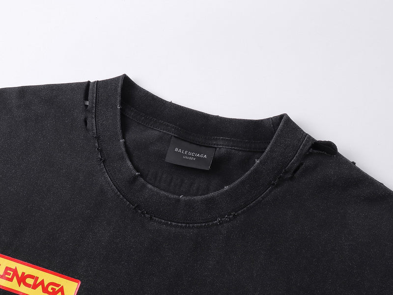 Sponsor Logos T-Shirt Stained Black