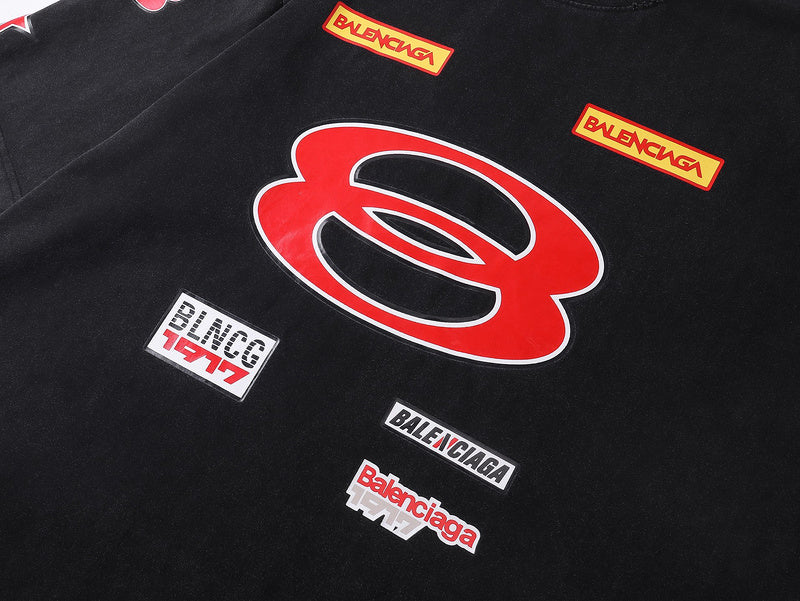 Sponsor Logos T-Shirt Stained Black