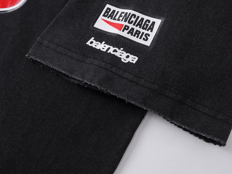 Sponsor Logos T-Shirt Stained Black