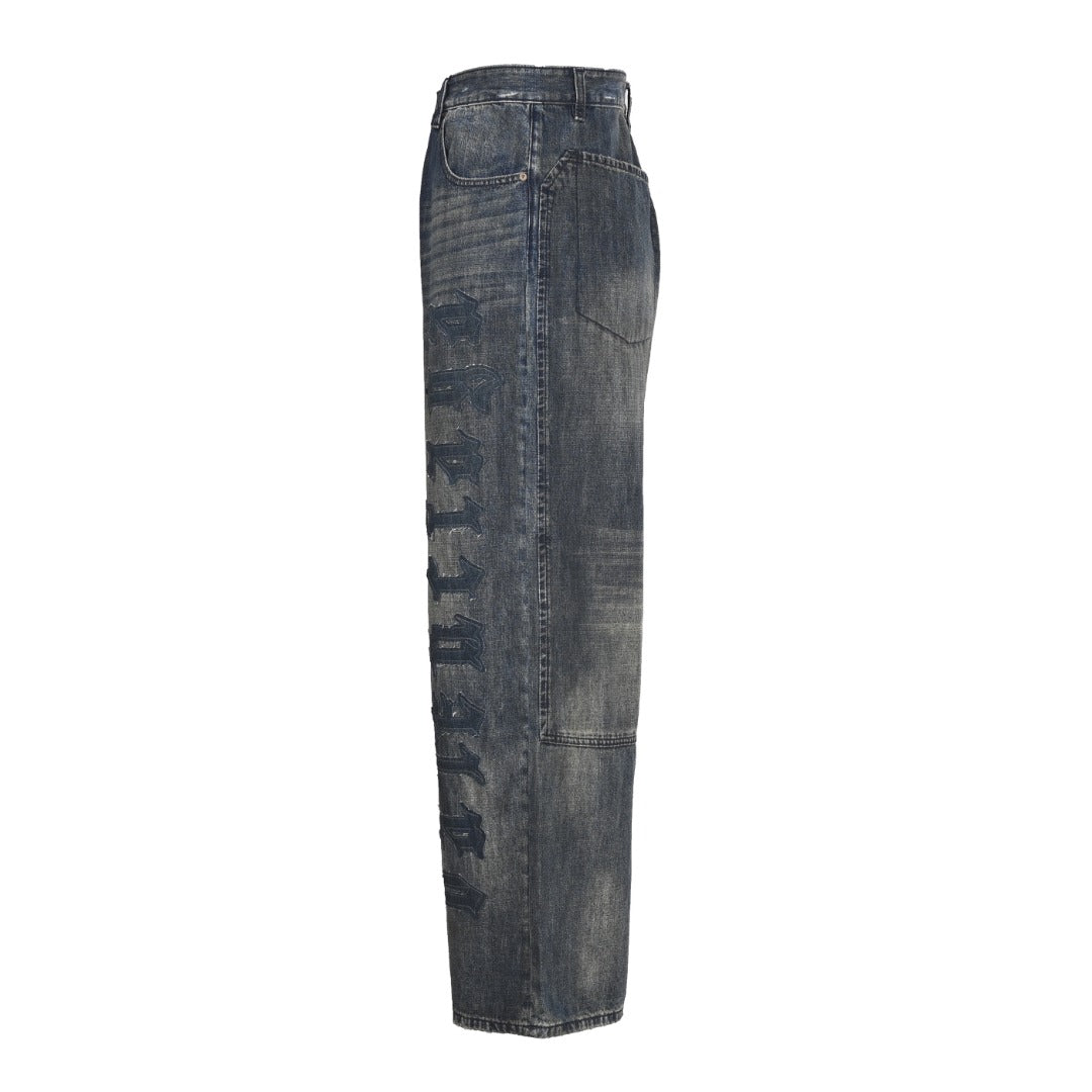 Minimal Baggy Pants Dirty Grey & Light Blue