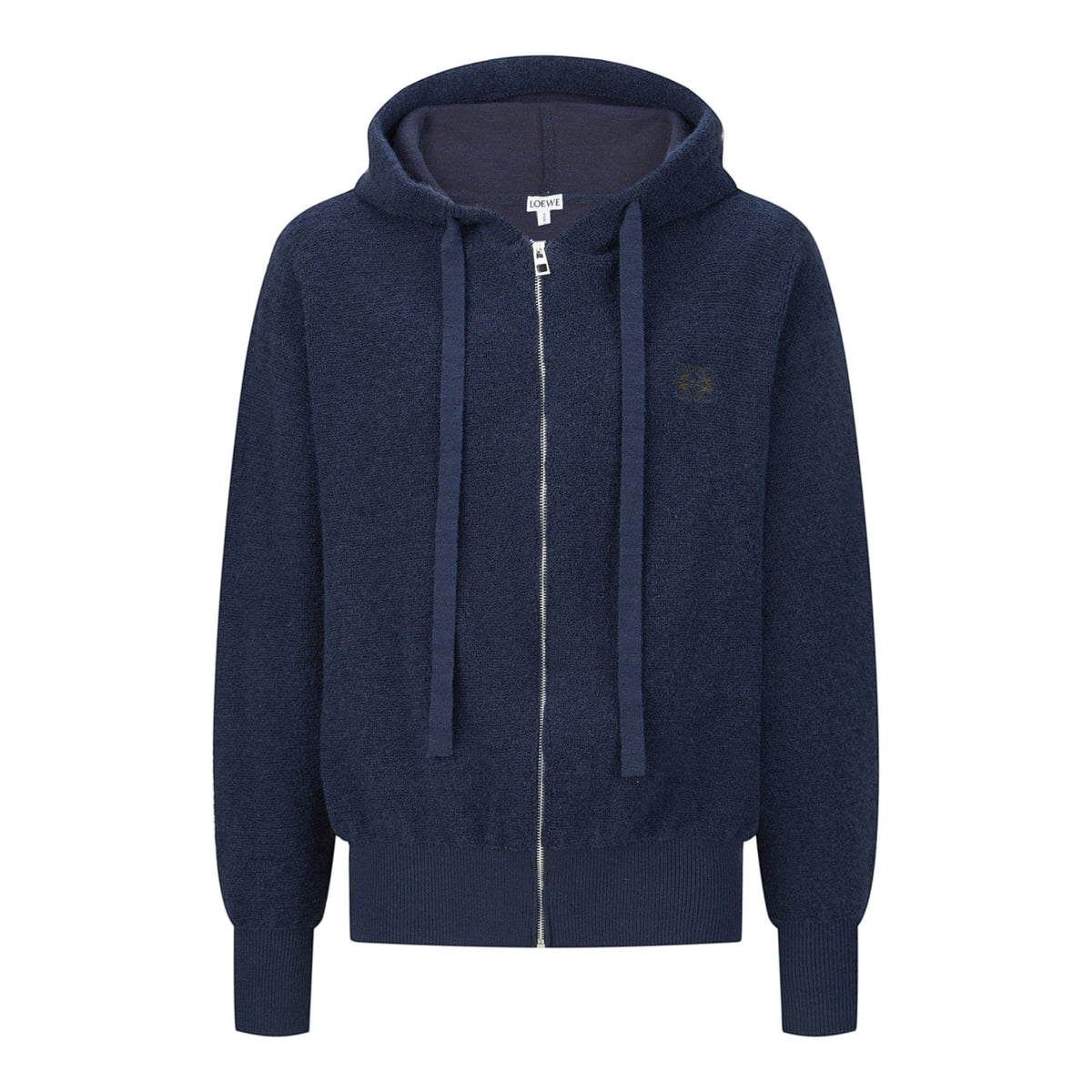 Wool Knit Hoodie Navy Blue