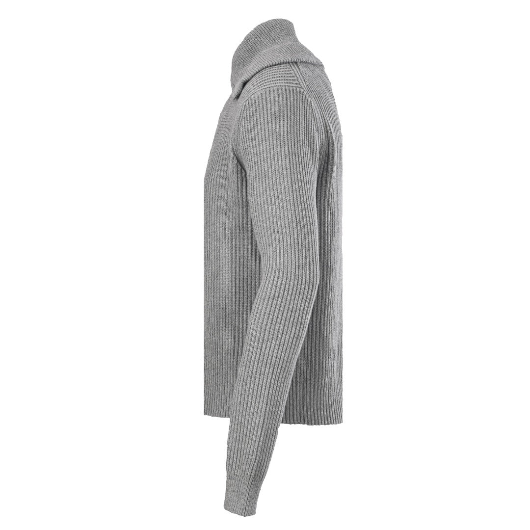 Rib-Knit Full-Zip Jacket Grey