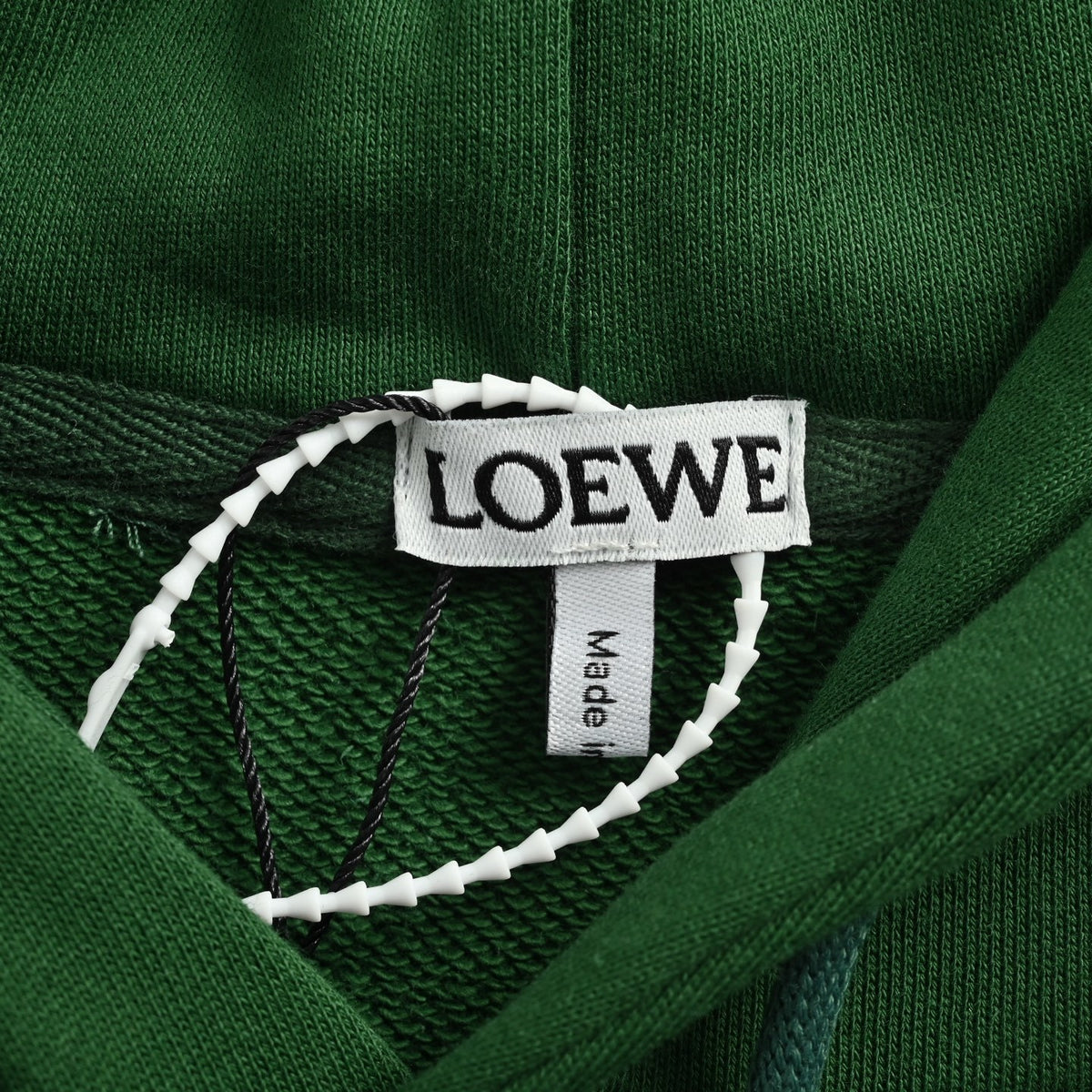 Anagram Leather-Pocket Hoodie Dark Green