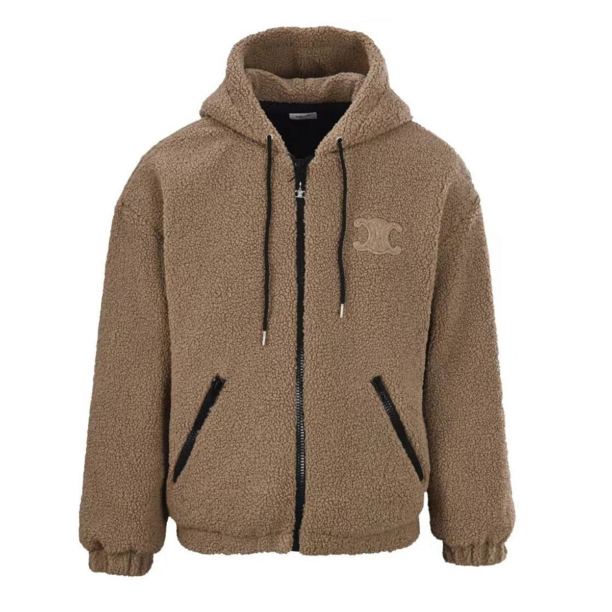 Triomphe Fleece Hooded Beige & Black
