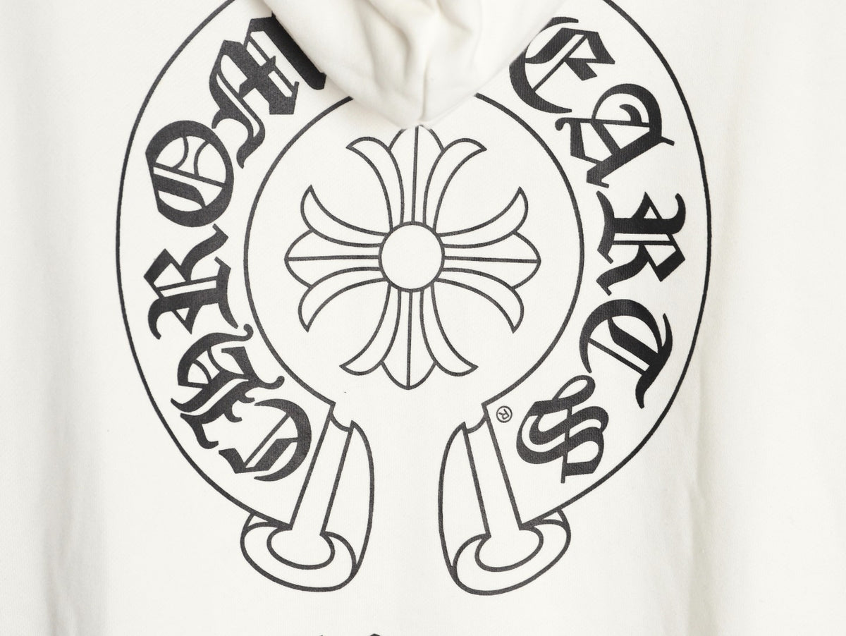 Gothic Logo Zip-Up Hoodie White