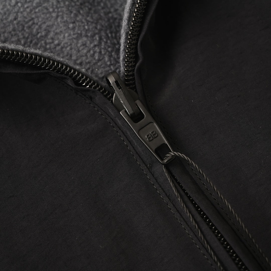 Reversible Fleece-Lined Nylon Hooded Jacket