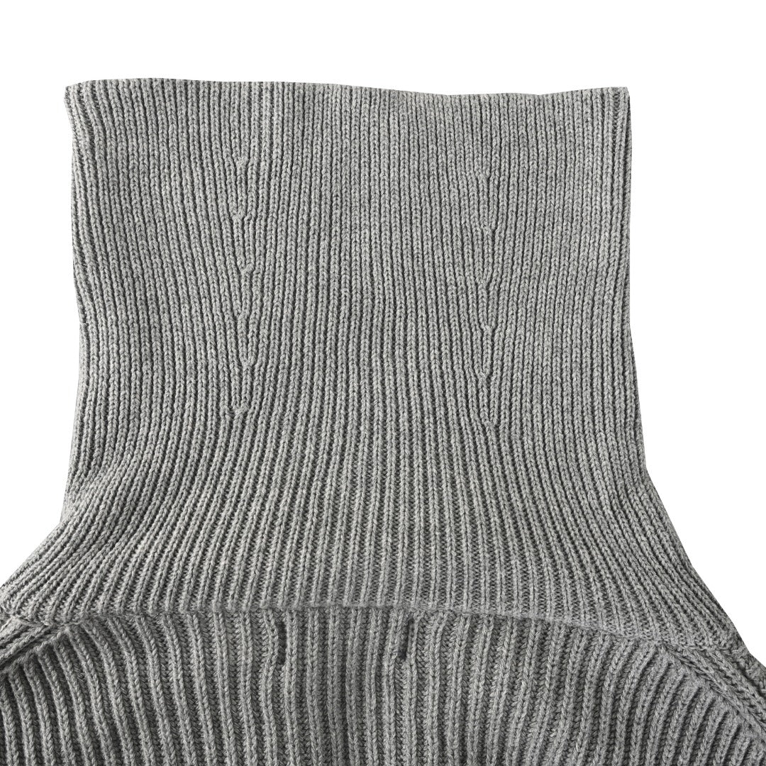 Rib-Knit Full-Zip Jacket Grey