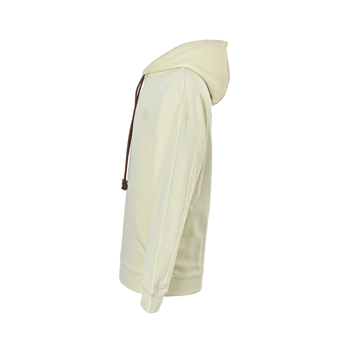Flamenco Leather-Drawstring Hoodie Cream