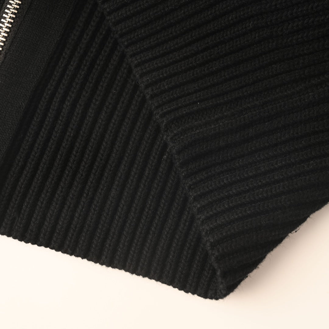 Ribbed Full-Zip Jacket Black