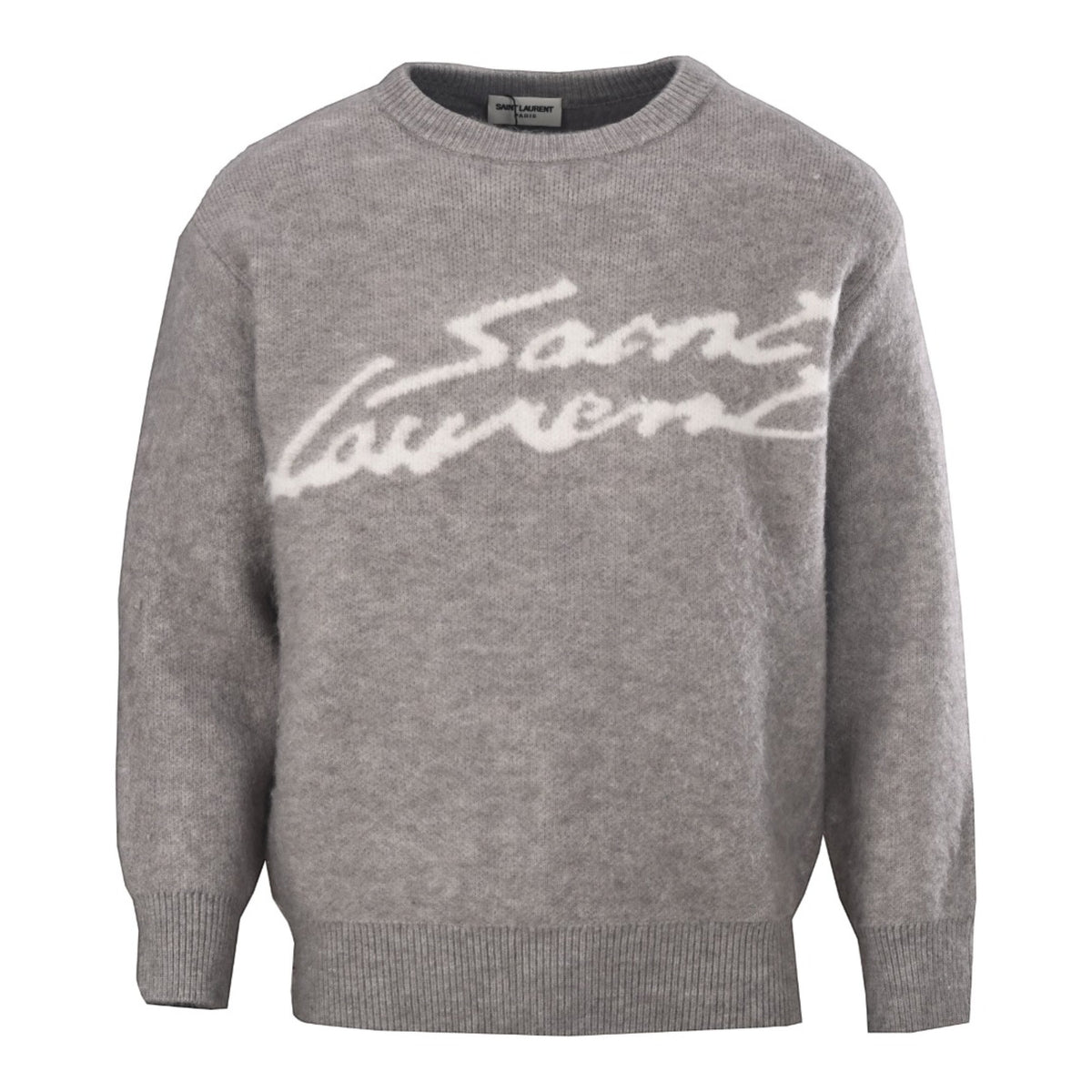 Script Logo Fuzzy Knit Grey