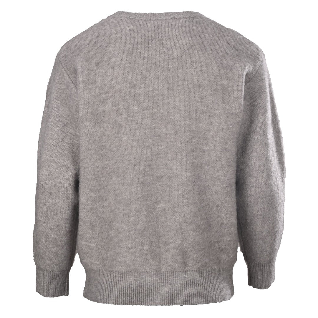 Script Logo Fuzzy Knit Grey