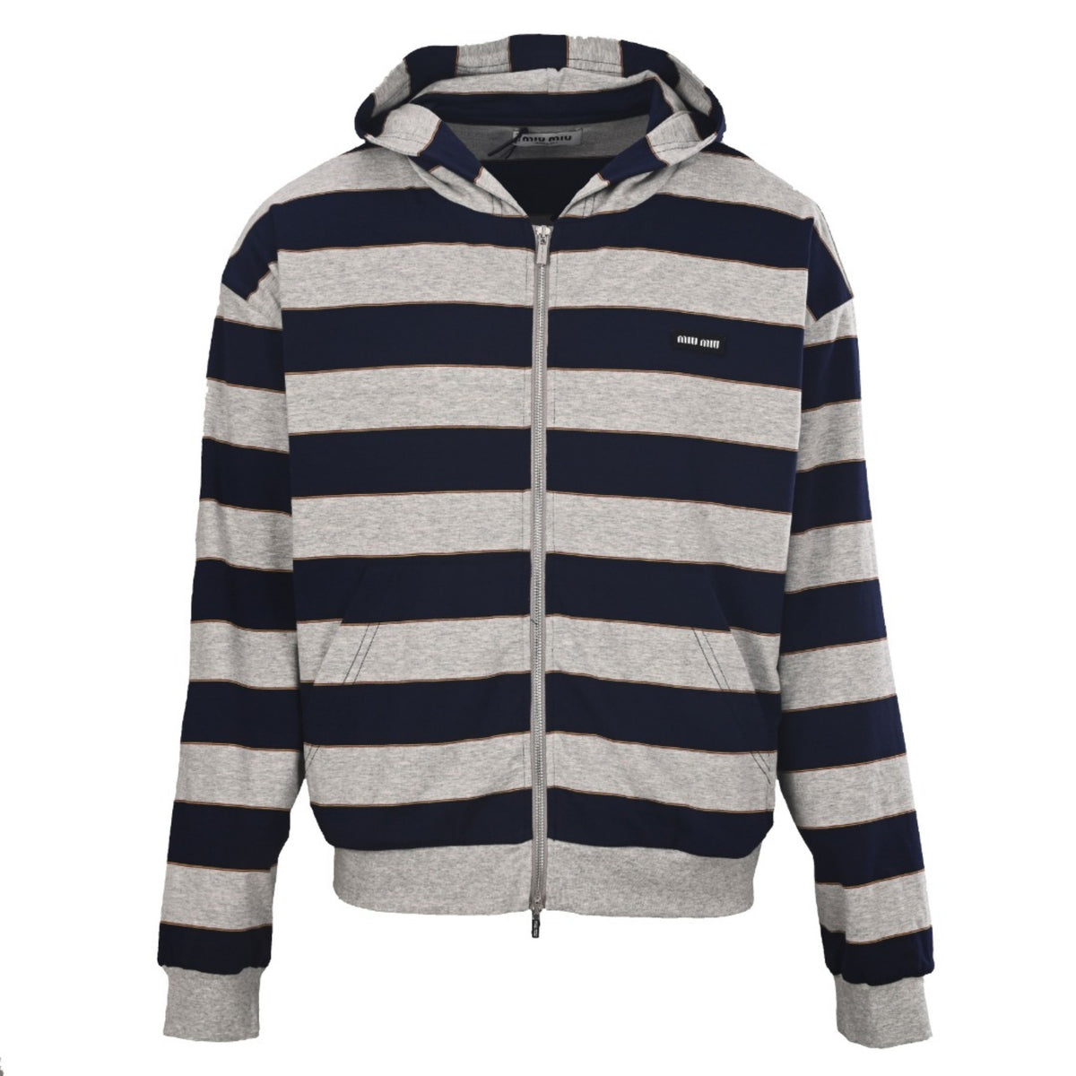 Striped Jersey Zip-Up Blue & Grey