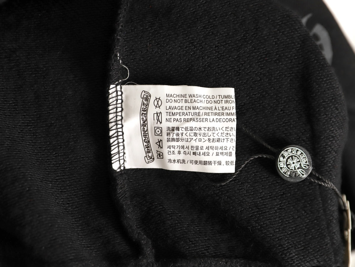 Horseshoe Floral Cross Sleeve Zip-Up Hoodie Black