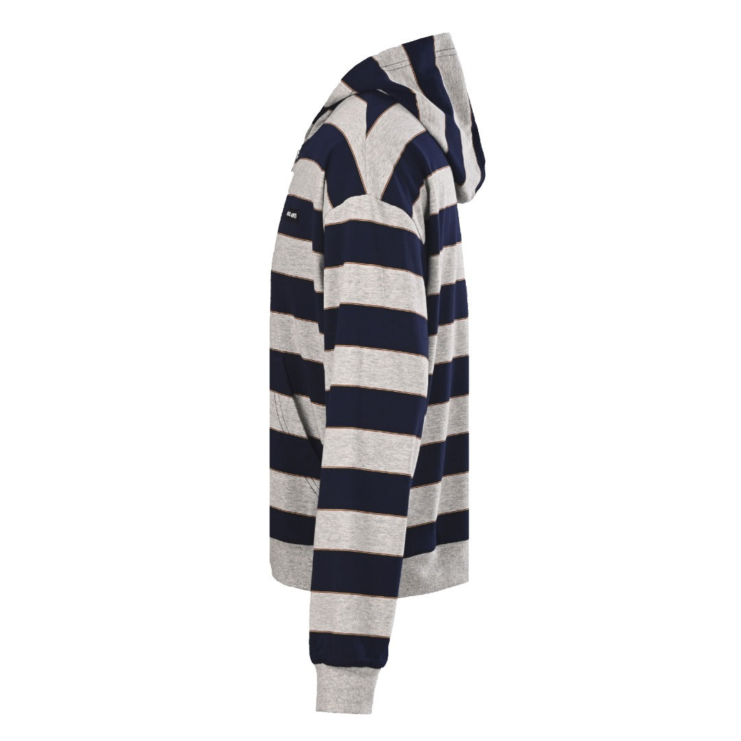 Striped Jersey Zip-Up Blue & Grey
