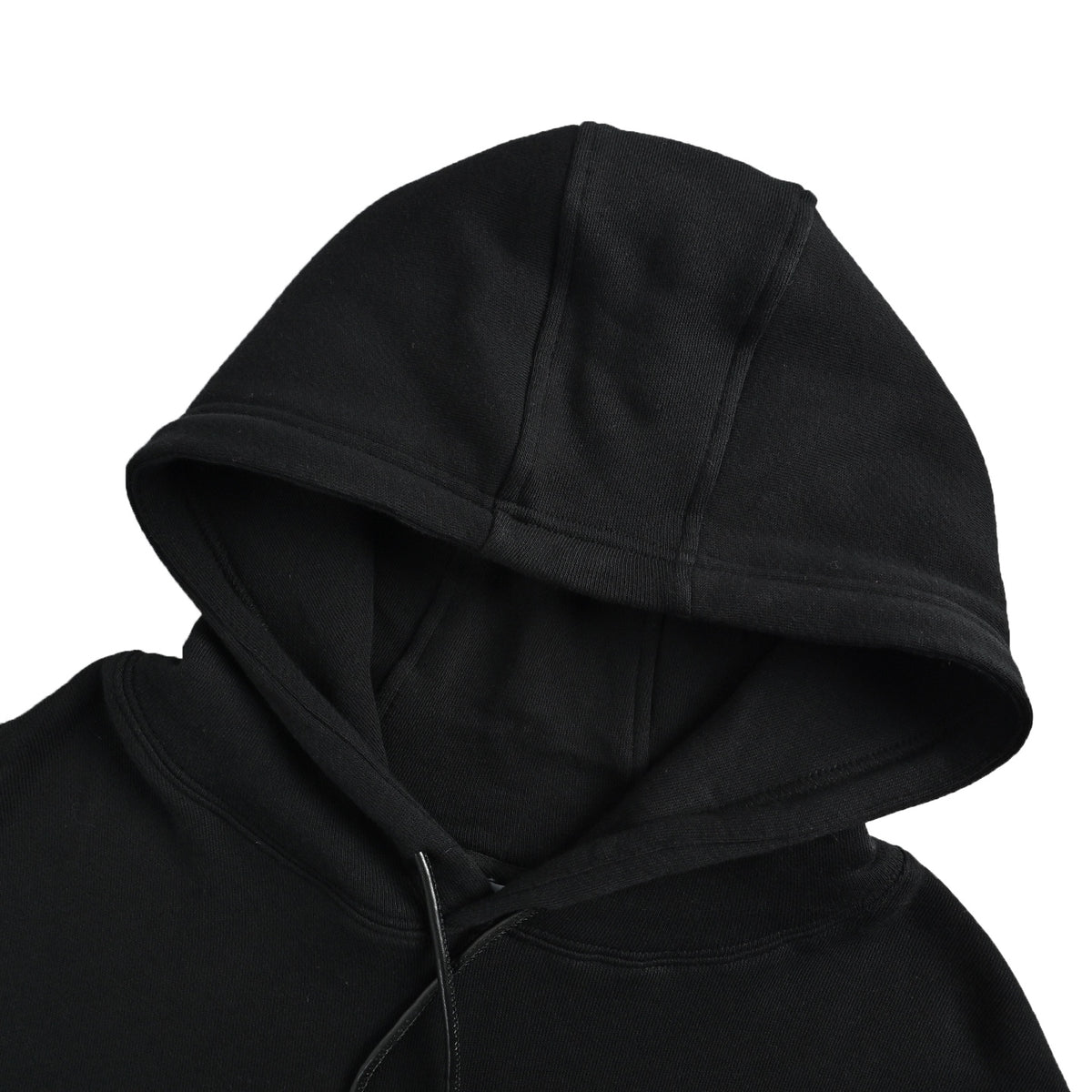 Flamenco Leather-Drawstring Hoodie Black