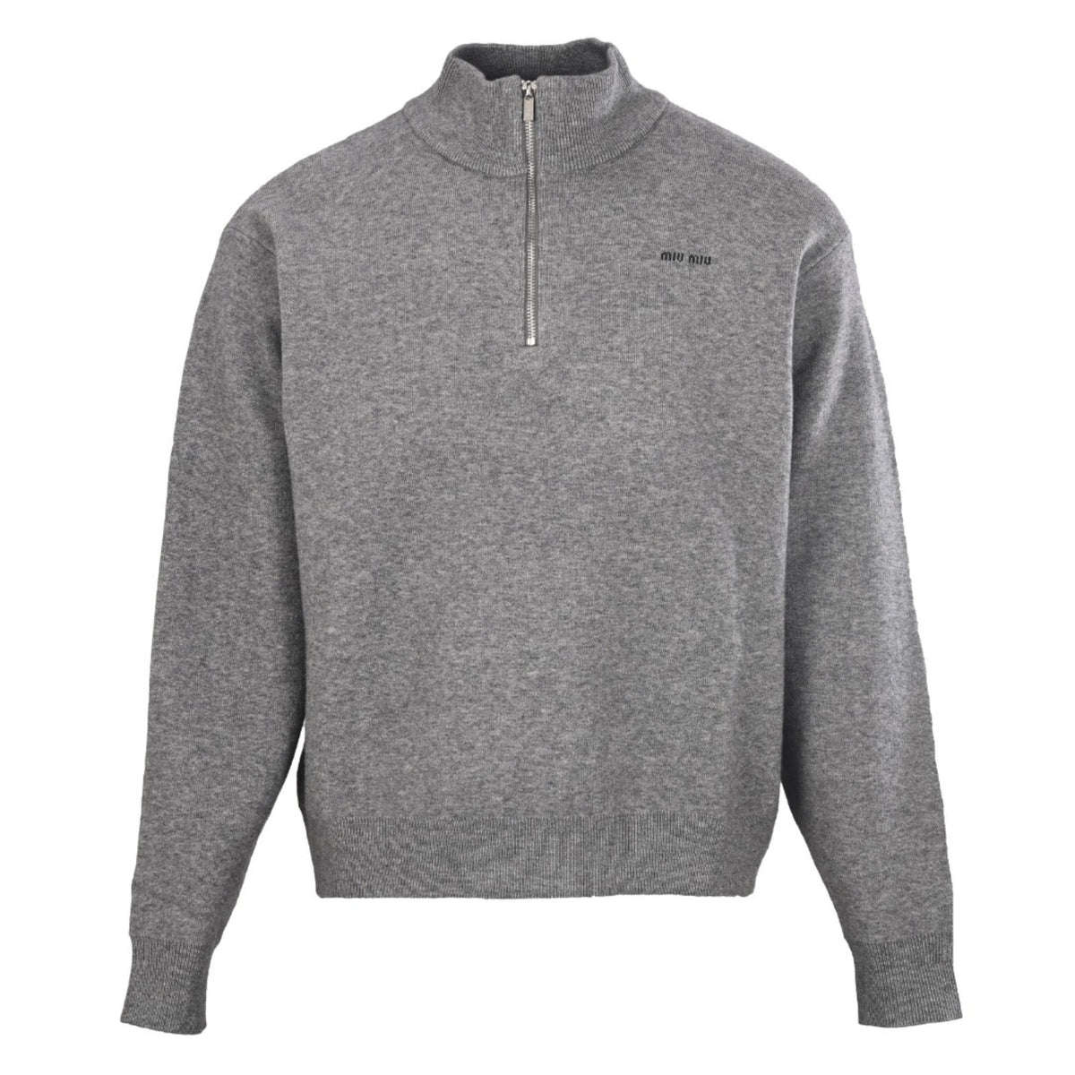 Embroidered Logo Half-Zip Grey