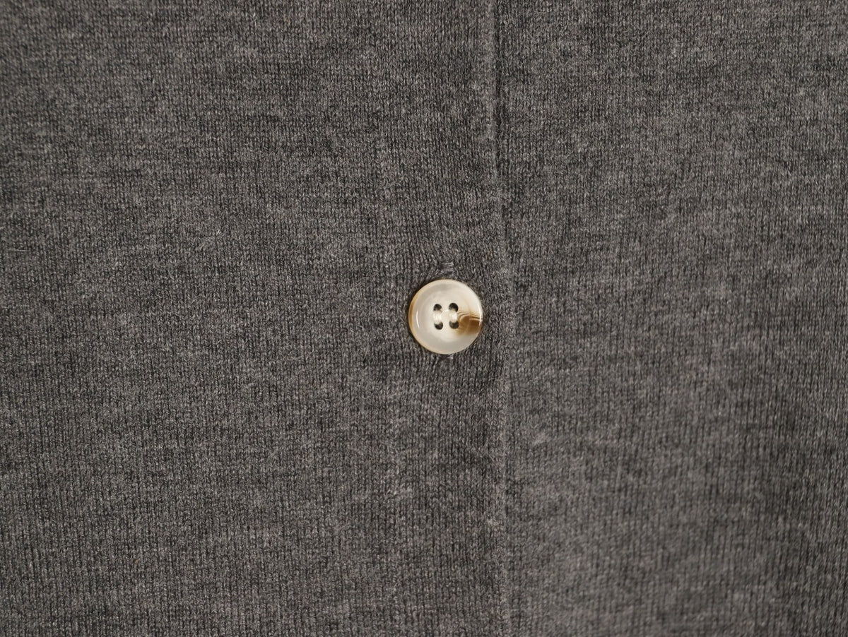 Stretch Cotton-Blend Crewneck Cardigan Grey