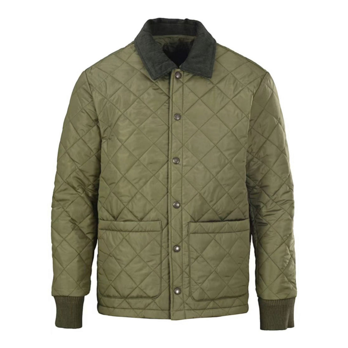 Quilted Corduroy Collar Olive Green