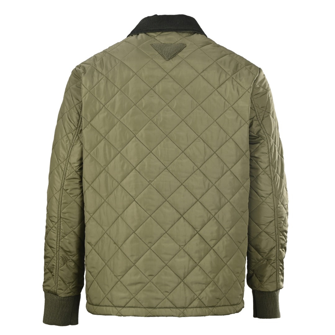 Quilted Corduroy Collar Olive Green
