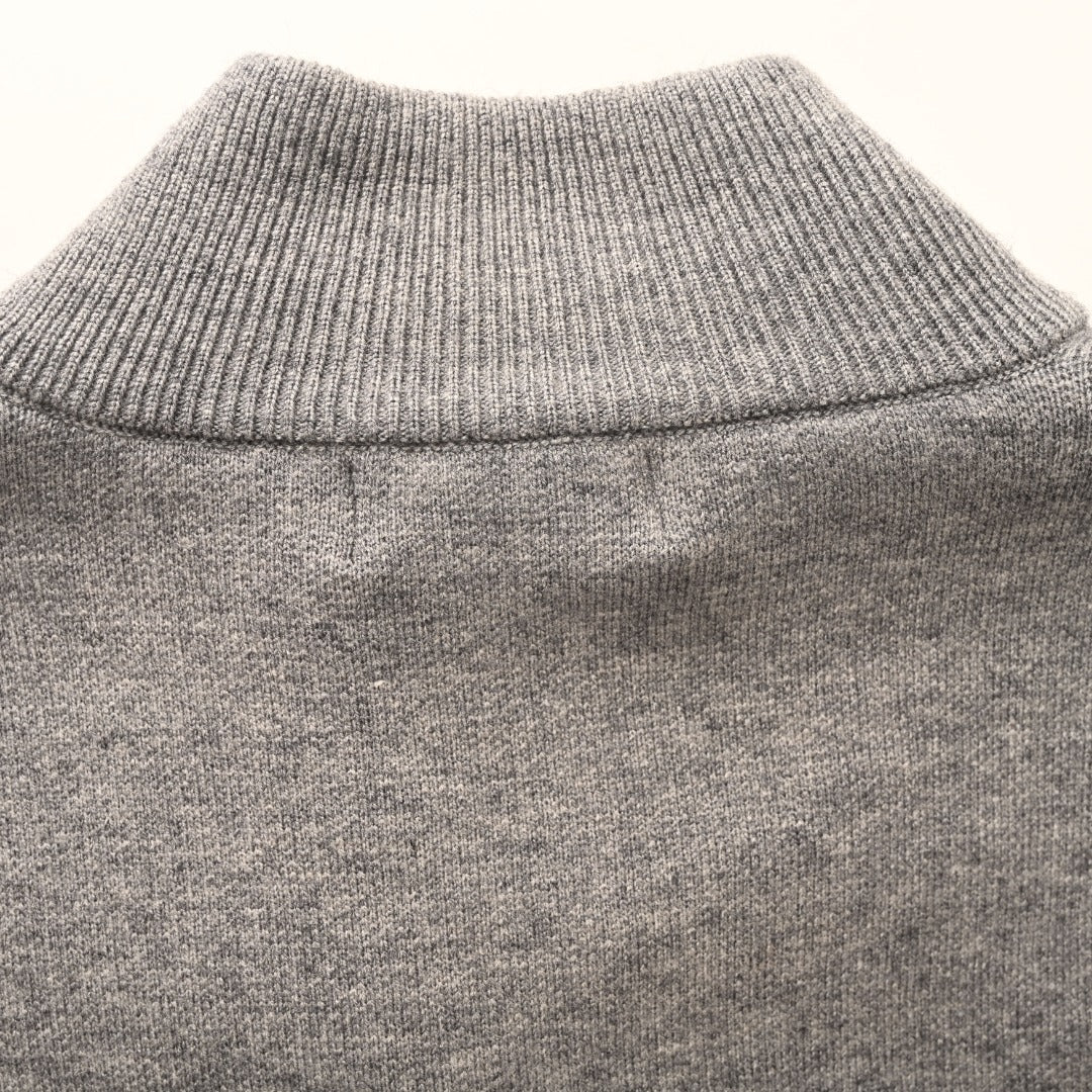 Embroidered Logo Half-Zip Grey