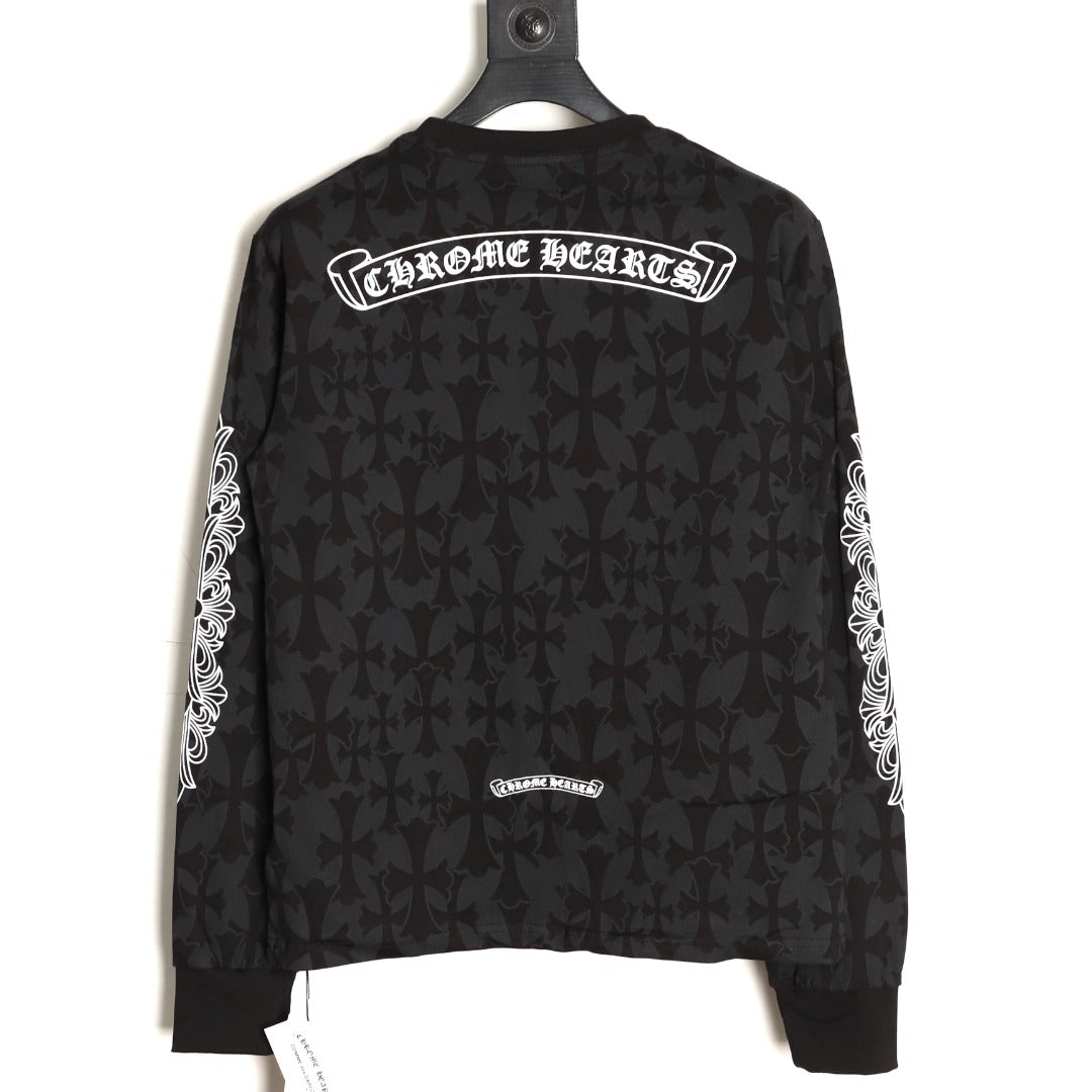 Graveyard Cemetery Cross Long Sleeve Pocket T-Shirt Black