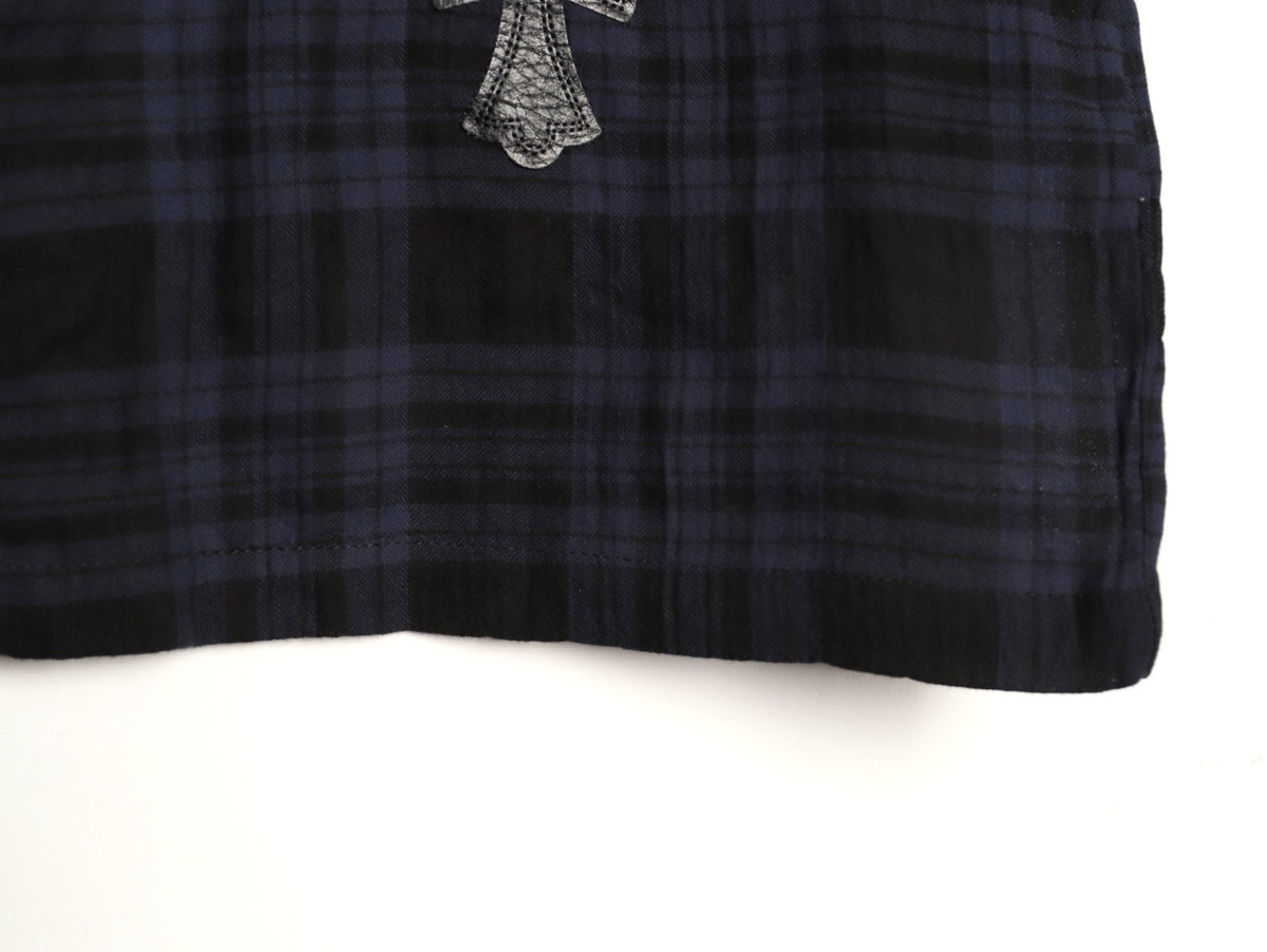 Plaid Cross Patch Wide-Leg Pants Blue & Black